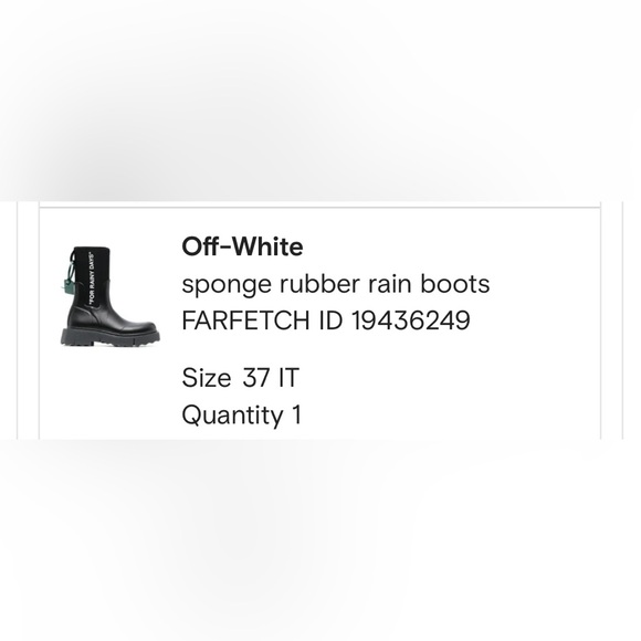 Size 37 Off-White Sponge Rubber Rain boot Black White.
EU: 37 US: 7 UK: 4 - Picture 11 of 12